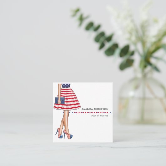 アメリカ美しいファッション名刺 スクエア名刺 (スタンド正面)
