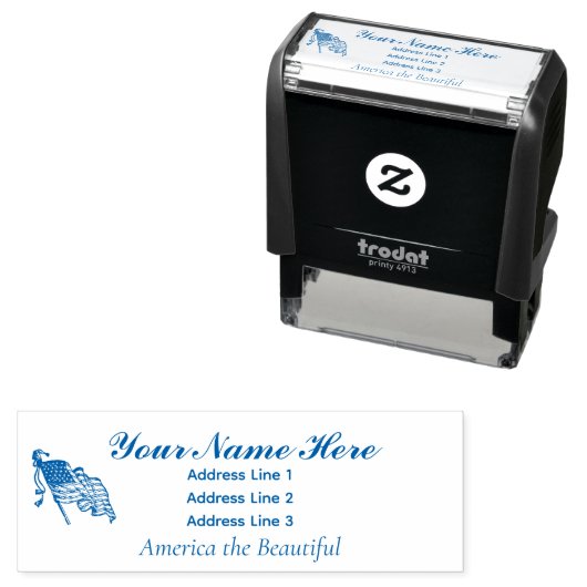 アメリカ美しい名住所スタンプ4行 セルフインキングスタンプ (インサイチュ)