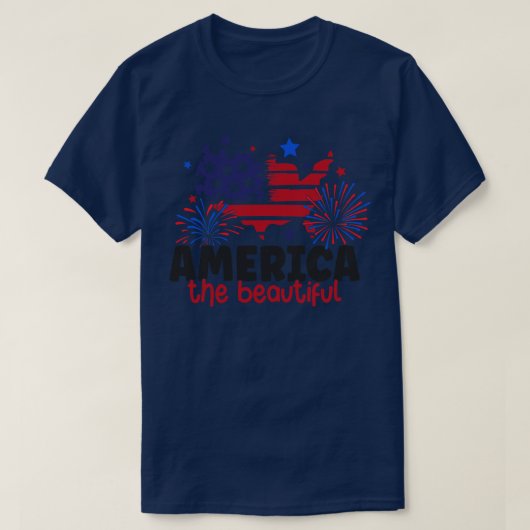 アメリカ美しい幸福な独立記念日 Tシャツ (デザイン正面)