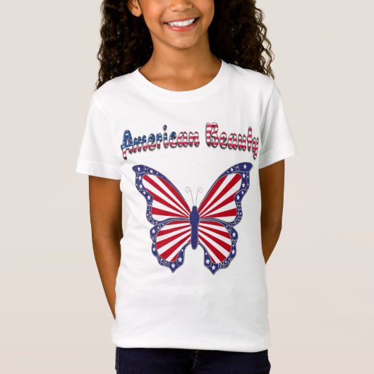 アメリカ美しい愛国蝶キッズシャツ Tシャツ (正面)