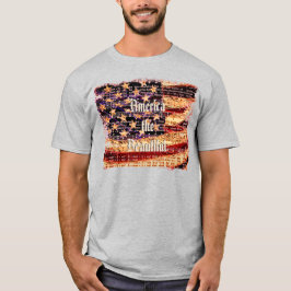 アメリカ美人、グレー、愛国心のある男のTシャツ Tシャツ