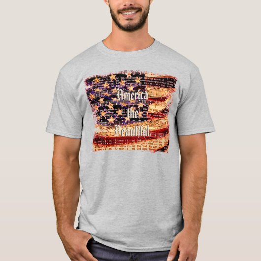アメリカ美人、グレー、愛国心のある男のTシャツ Tシャツ (正面)