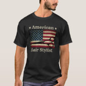 アメリカ美容師シアーズツールアメリカ国旗 Tシャツ (正面)