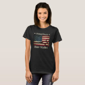 アメリカ美容師シアーズツールアメリカ国旗 Tシャツ (正面フル)