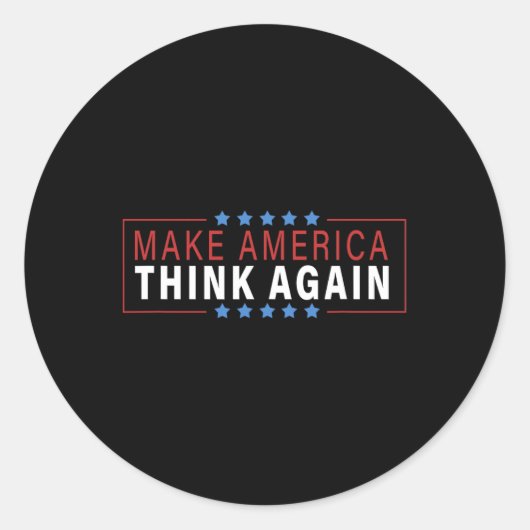 アメリカ考えを再び抗議のシャツ男性へに ラウンドシール (正面)