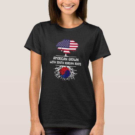アメリカ育ち韓国のルーツ韓国Fla Tシャツ (正面)