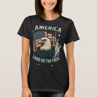 アメリカ自由の国アメリカ国旗7月4日 Tシャツ