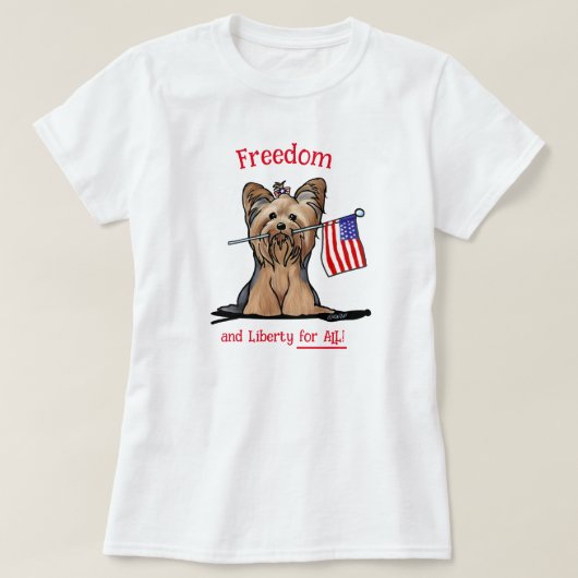 アメリカ自由ヨークシャテリア Tシャツ (デザイン正面)