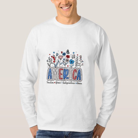 アメリカ自由勇敢な独立勢力7月4日 Tシャツ (正面)
