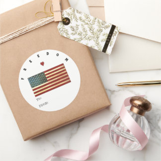 アメリカ自由旗クラシック丸ステッカー ラウンドシール