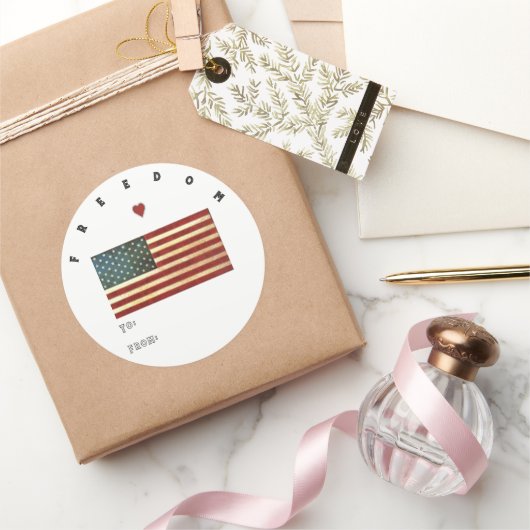 アメリカ自由旗クラシック丸ステッカー ラウンドシール (ギフト)
