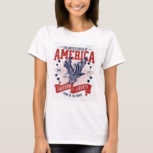 「アメリカ自由自由Tシャツ – 愛国的プライド Tシャツ (正面)