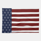 アメリカ航海の国旗の赤白青ヒトデ キッチンタオル (横)