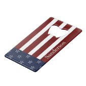 アメリカ航海の国旗の赤白青ヒトデ クレジットカード栓抜き (正面アングル)