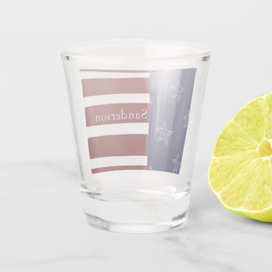 アメリカ航海の国旗の赤白青ヒトデ： ショットグラス (裏面)