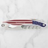 アメリカ航海の国旗の赤白青ヒトデ ソムリエナイフ (正面)