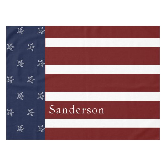 アメリカ航海の国旗の赤白青ヒトデ テーブルクロス (正面(横))