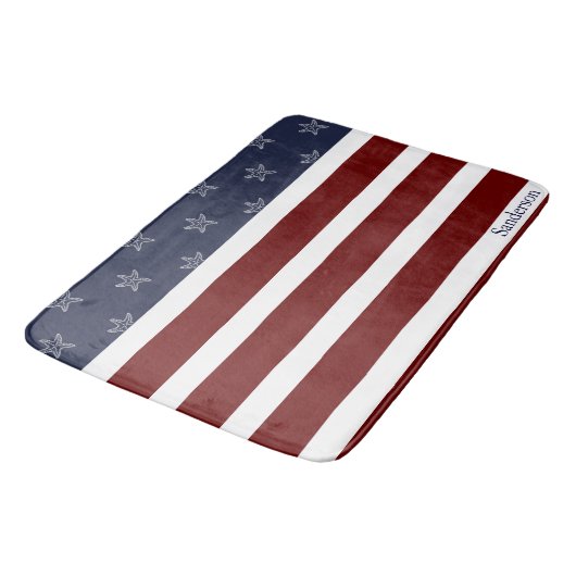 アメリカ航海の国旗の赤白青ヒトデ バスマット (アングル)