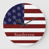 アメリカ航海の国旗の赤白青ヒトデ ラージ壁時計 (正面)