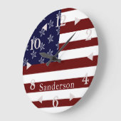 アメリカ航海の国旗の赤白青ヒトデ ラージ壁時計 (傾斜)