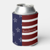 アメリカ航海の国旗の赤白青ヒトデ： 缶クーラー (缶正面)