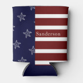 アメリカ航海の国旗の赤白青ヒトデ： 缶クーラー (正面)