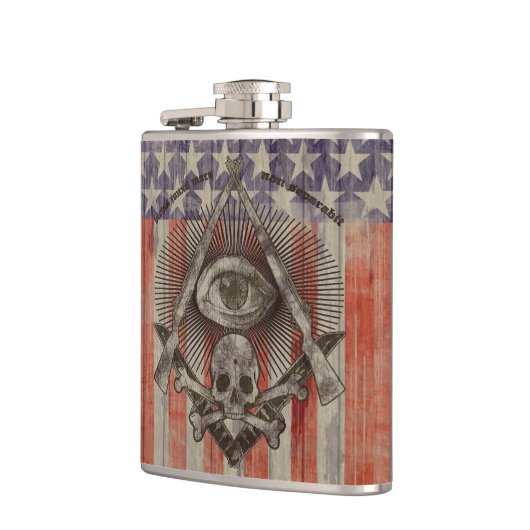 アメリカ色のHiram Abiffのフリーメーソン会員のフラスコ フラスク (左)