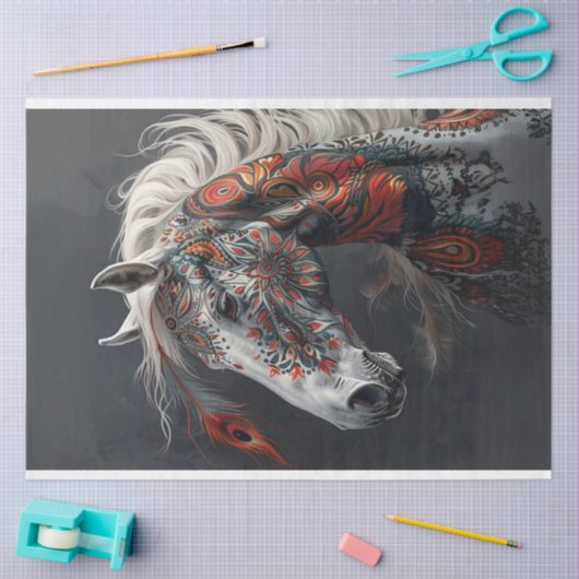 アメリカ色彩の鮮やかのインドの馬の切り離し 薄葉紙 (クラフト)