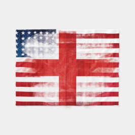 アメリカ英語の旗|の木製の穀物及びPaintstrokes フリースブランケット