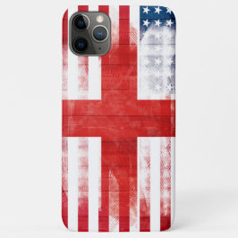 アメリカ英語の旗|の木製の穀物及びPaintstrokes iPhone 11 Pro Maxケース