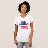 アメリカ製の愛国的なアメリカ国旗の女性用 Tシャツ (正面フル)
