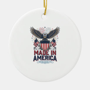 アメリカ製の愛国的なワシのTシャツ 7月4日 セラミックオーナメント