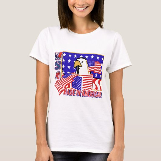アメリカ製の愛国的なワシ Tシャツ (正面)