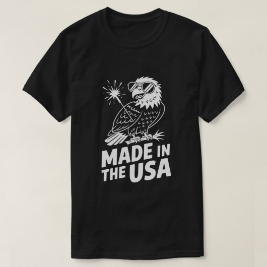 アメリカ製ハクトウワシ アート 愛国 7月4日 Tシャツ (デザイン正面)
