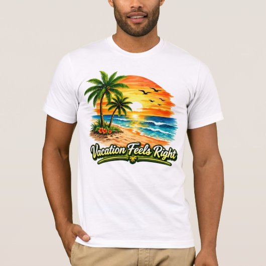 アメリカ製 ベラ・キャンバスTシャツ Vacation Feels Right Tシャツ (正面)