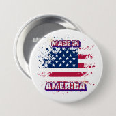 "アメリカ製" ペイントスプラッターアメリカ国旗 3" 缶バッジ (正面&裏面)