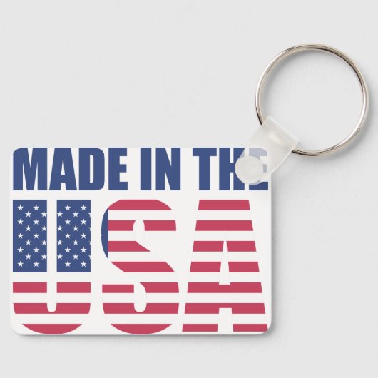 「アメリカ製」国旗キーチェーン - 愛国的な米国キー キーホルダー (正面)