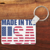 「アメリカ製」国旗キーチェーン - 愛国的な米国キー キーホルダー (正面)