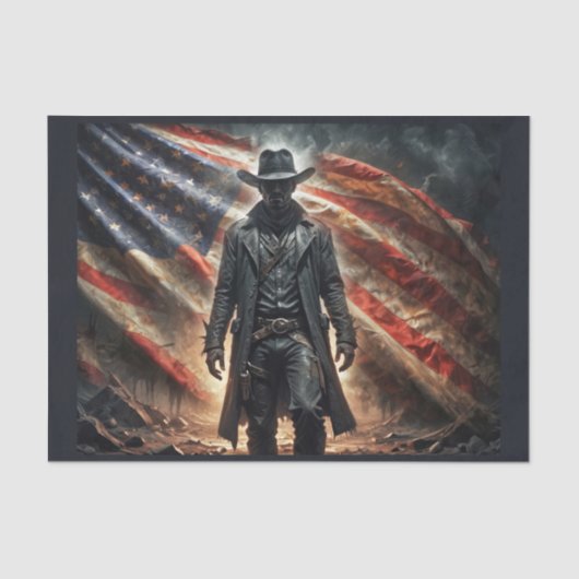 アメリカ西部のアウトローのカウボーイヒーローで旗 薄葉紙 (正面)