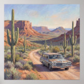 アメリカ西部をドライブ - 絵画的なスタイルの芸術 ポスター (正面)