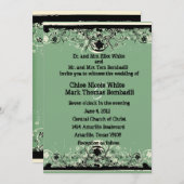 アメリカ西部を振り返るウェディングにぴったりな、黒と緑の古びたレースのウェディング招待状 招待状 (正面/裏面)