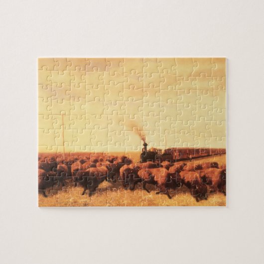 アメリカ西部開拓時代の傑作、NH・トロッターによる「Held Up」 ジグソーパズル (横)