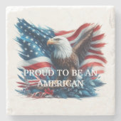 アメリカ誇りを持ったのワシになる ストーンコースター (正面)