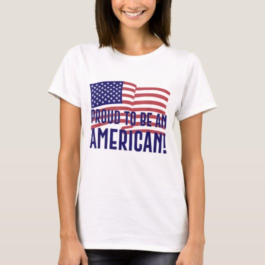 アメリカ誇りを持ったの女性の男性へ若者である Tシャツ (正面)
