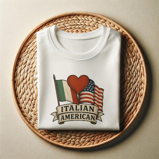 アメリカ誇りを持ったイタリアンシャツ | デュアル伝統フラグ Tシャツ