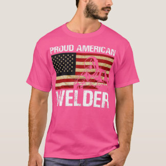 アメリカ誇りを持ったウエルダー国旗 Tシャツ