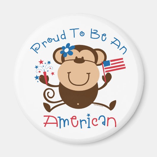 アメリカ誇りを持ったガールモンキー マグネット (正面)