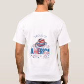アメリカ誇りを持ったハットスターストライプズと爆竹 Tシャツ (裏面)