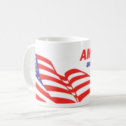 アメリカ誇りを持った人とマグ コーヒーマグカップ (正面左)