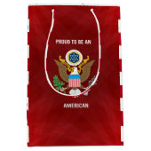 「アメリカ誇りを持った人になるために」赤、白、青 ミディアムペーパーバッグ (正面)